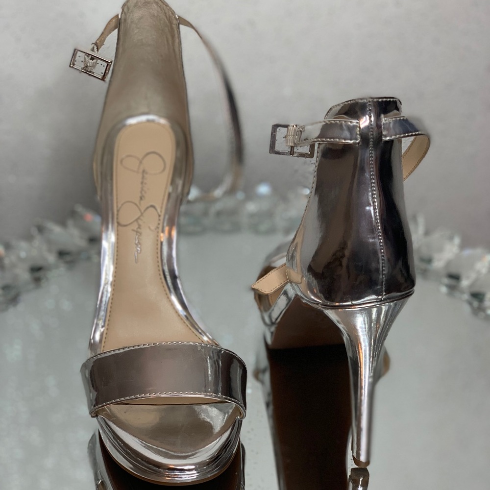 Jessica Simpson Metallic Silver Heels